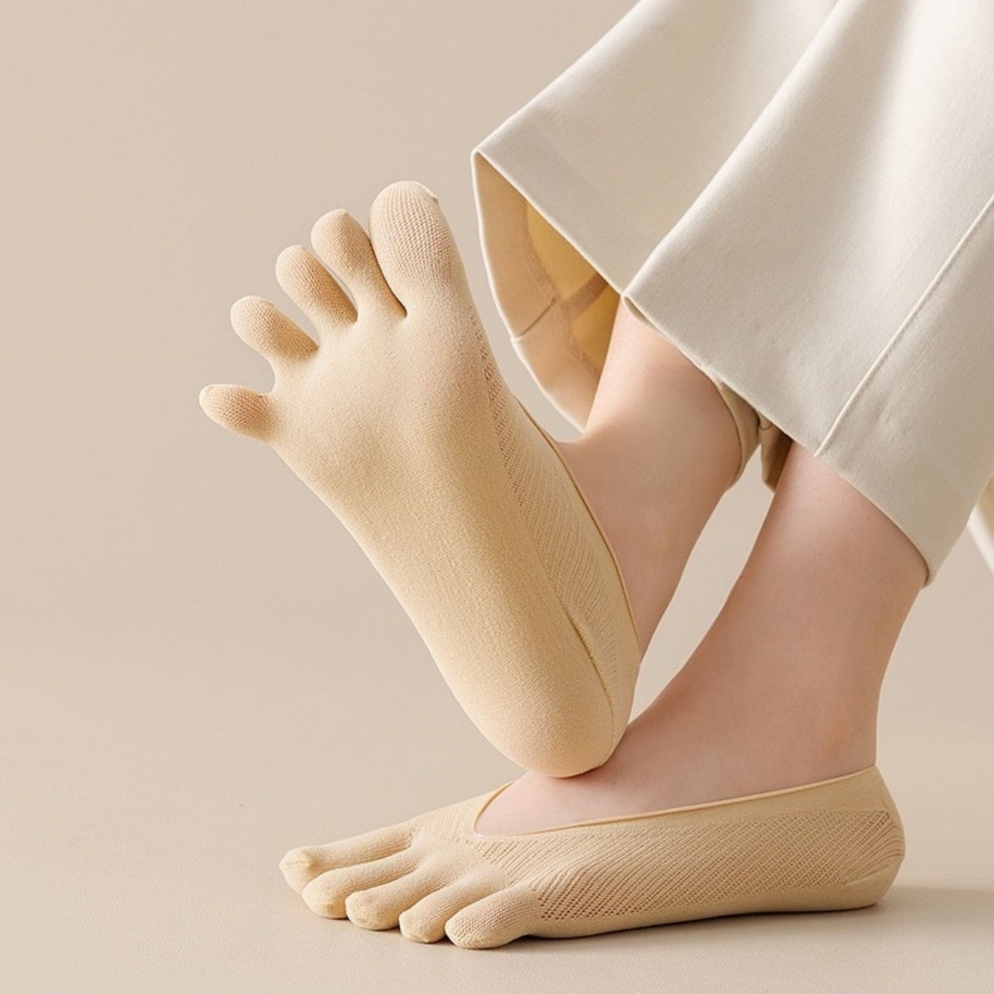 Anna-Kaci Women's Mesh Toe Socks with Non-Slip Silicone Heel Grip Ultra Low Cut Breathable No Show Sock 3-Pack