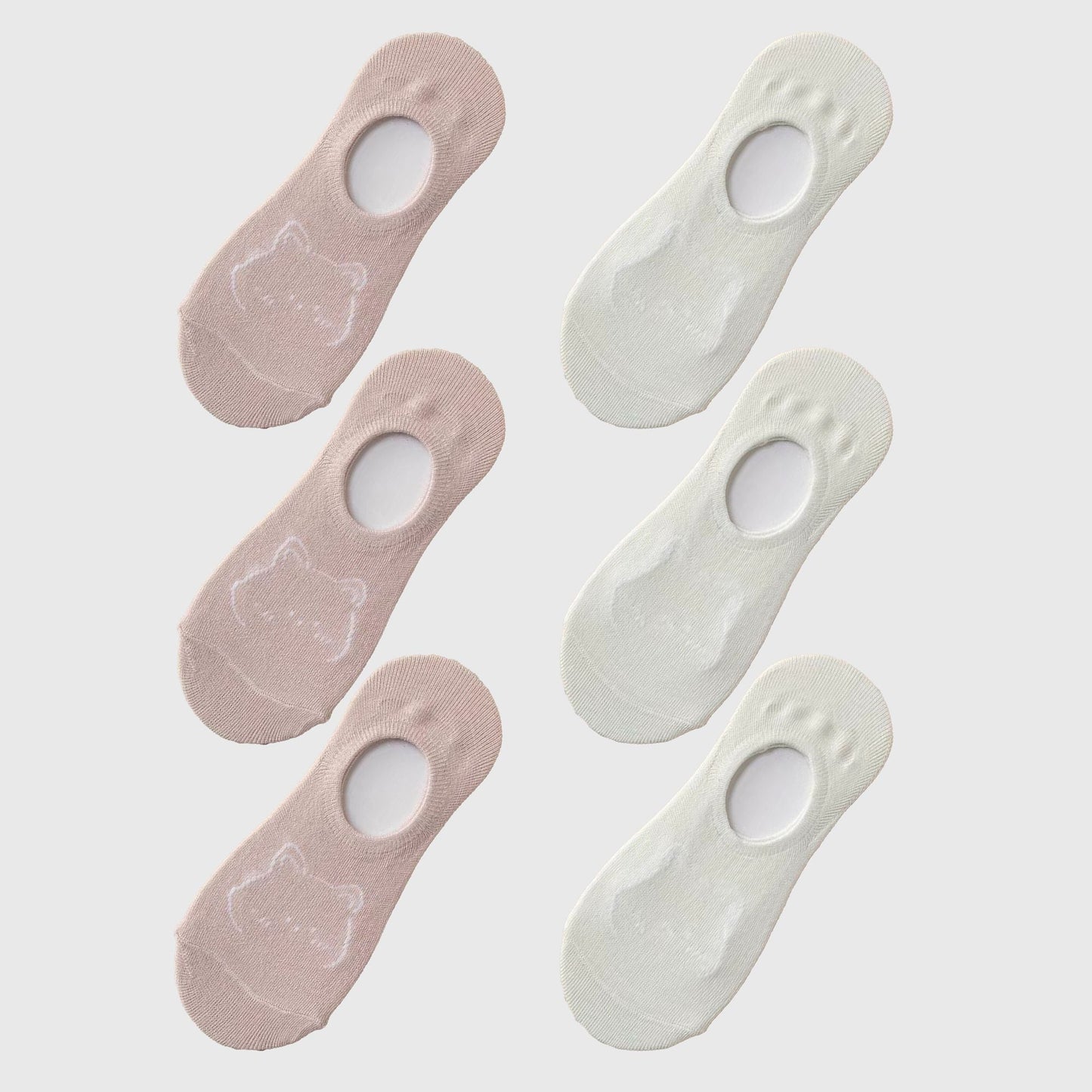 Anna-Kaci Women's Non-slip No Show Socks 6pk Invisible Liner Adorable Bear