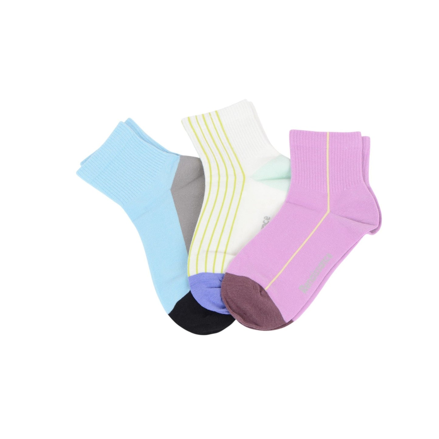 Anna-Kaci Renaissance Women 3-Pair Ankle Socks Set Assorted Patterns Featuring Colorblock, Cartoon Characters, and Butterfly Prints