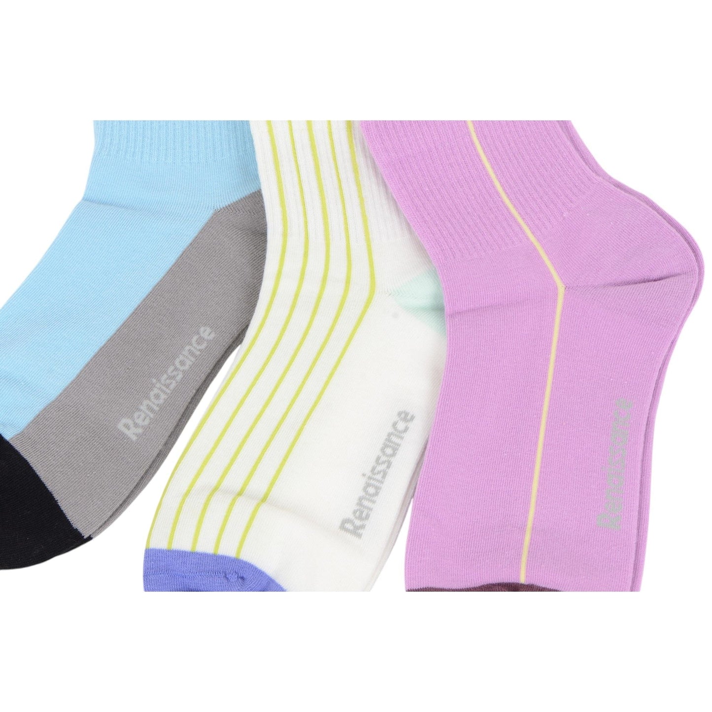 Anna-Kaci Renaissance Women 3-Pair Ankle Socks Set Assorted Patterns Featuring Colorblock, Cartoon Characters, and Butterfly Prints