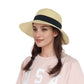 Anna-Kaci Wide Brim Straw Sun Hat with Black Ribbon Bow Adjustable Chin Strap Inner Sweatband for Outdoor and Travel Use