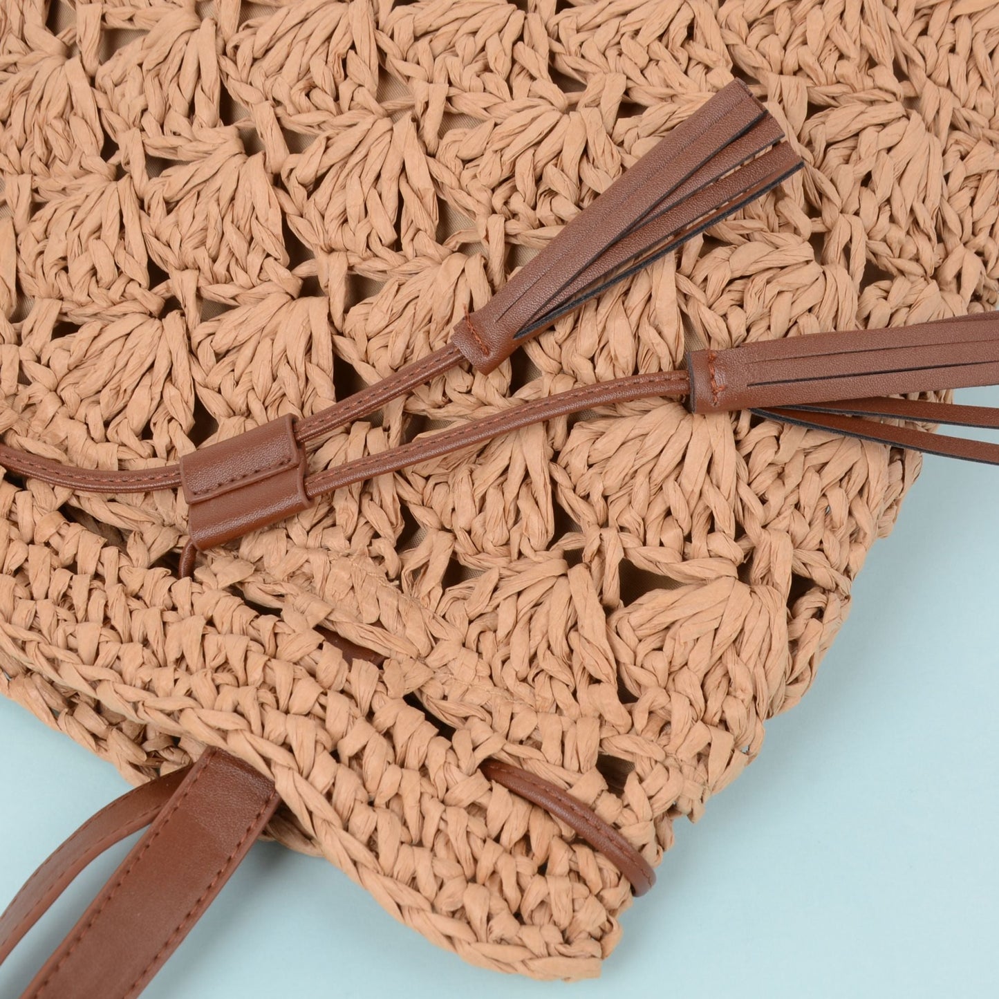 Anna-Kaci Women's Rustic Straw Shoulder Bag with Leather Accents