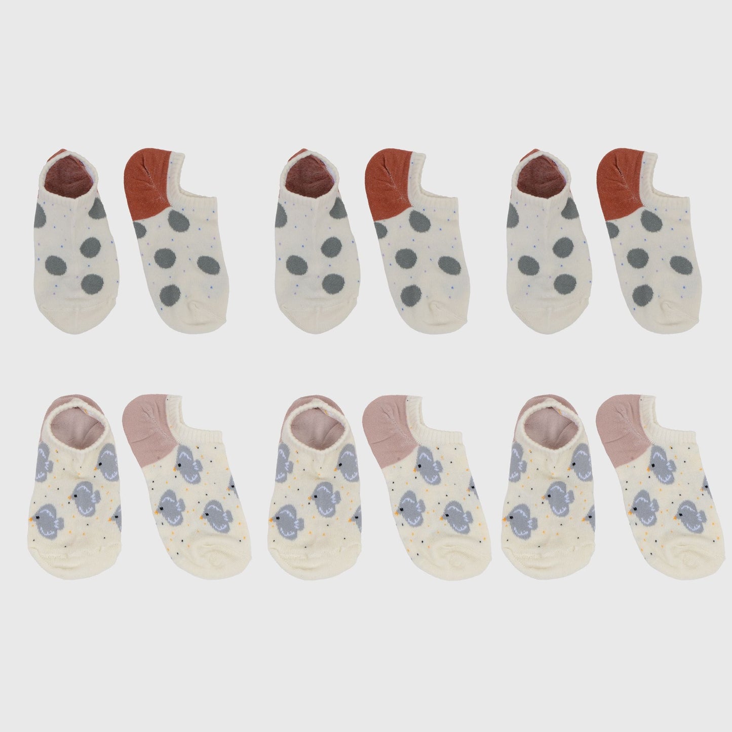 Anna-Kaci Women's Charming No Show Socks Seamless Toe Cotton 6Pk