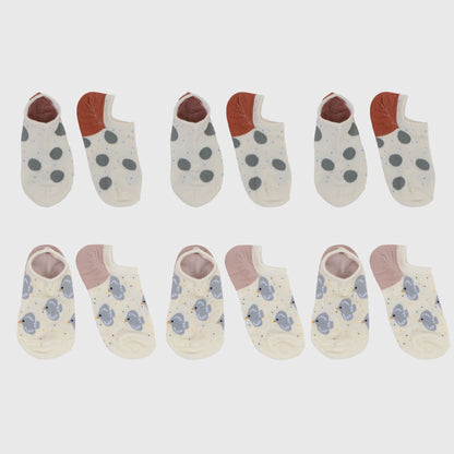 Anna-Kaci Women's Charming No Show Socks Seamless Toe Cotton 6Pk