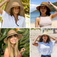 Anna-Kaci Wide Brim Straw Sun Hat with Chin Strap and Black Cord Detail for Outdoor Protection and Stylish Shade