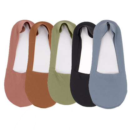 Anna-Kaci 5 Pairs Women Ice Silk Low Cut Liner Socks Deep Cut Design Anti-Slip Cotton Sole Breathable Invisible Socks for Flats
