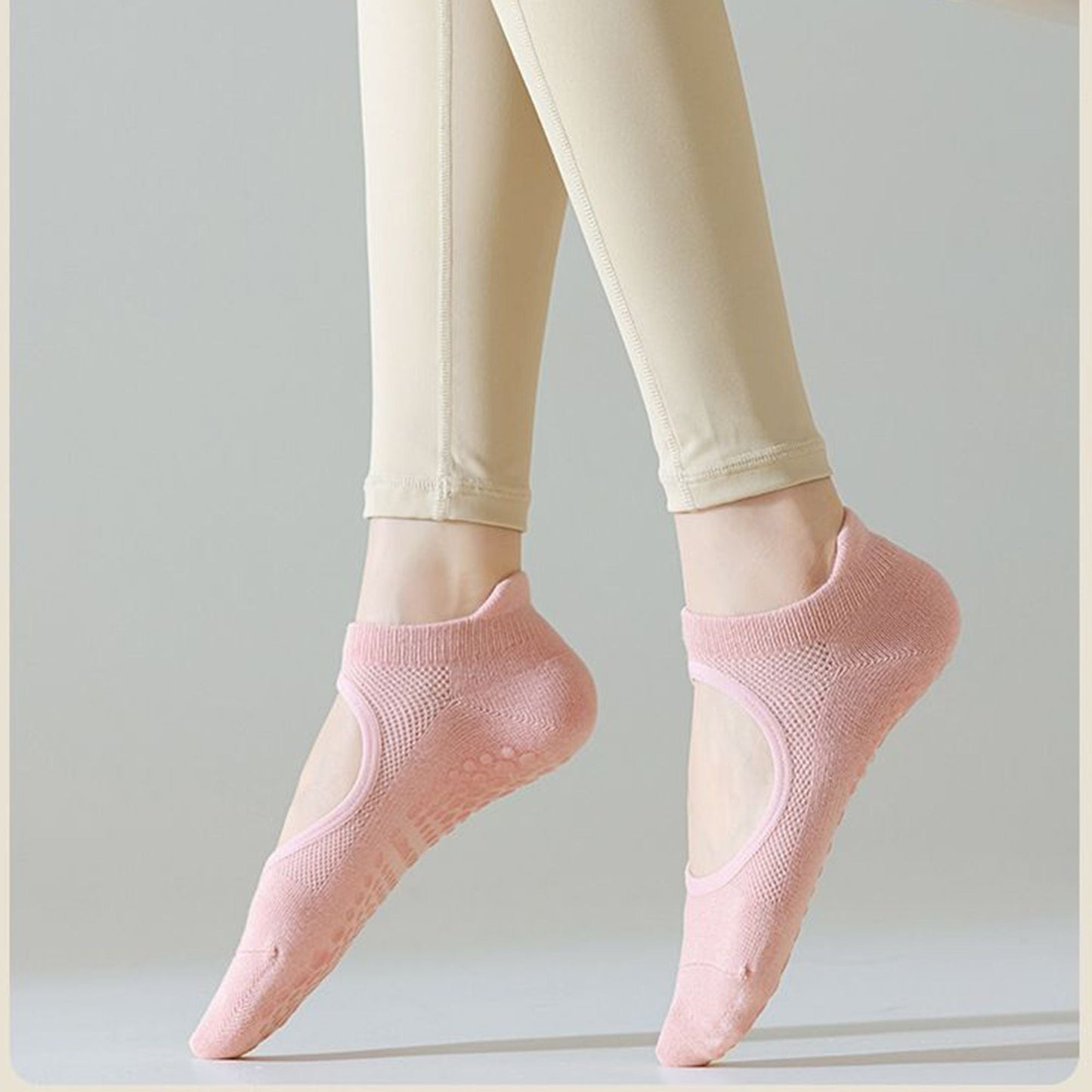 Anna-Kaci 4 Pairs Women's Non-Slip Yoga Socks Soft Cotton Grip Sole Low-Cut Design with Arch Ventilation for Pilates Barre