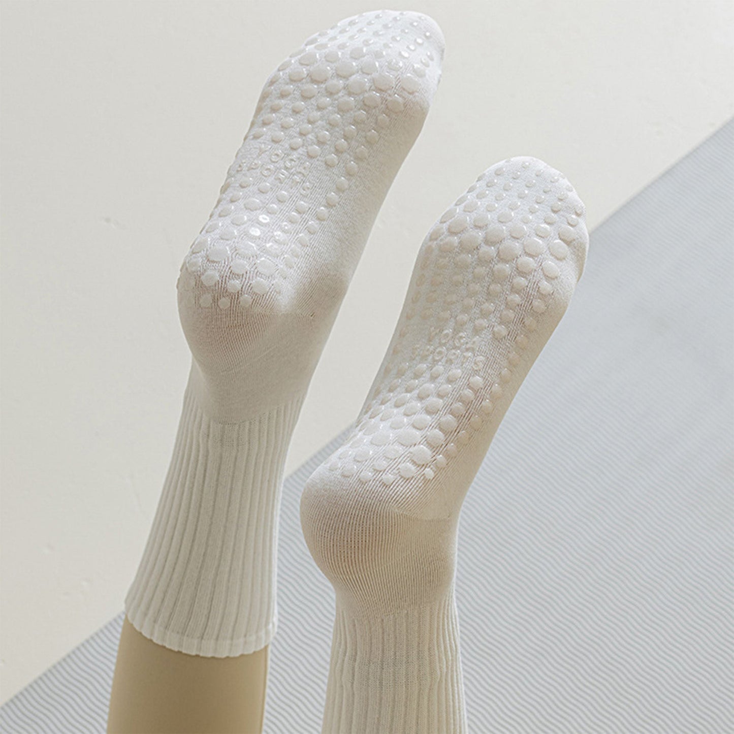 Anna-Kaci 4-Pack Women's Anti-Slip Yoga Socks with Grips Comfortable Ribbed Design for Exercise and Indoor Use