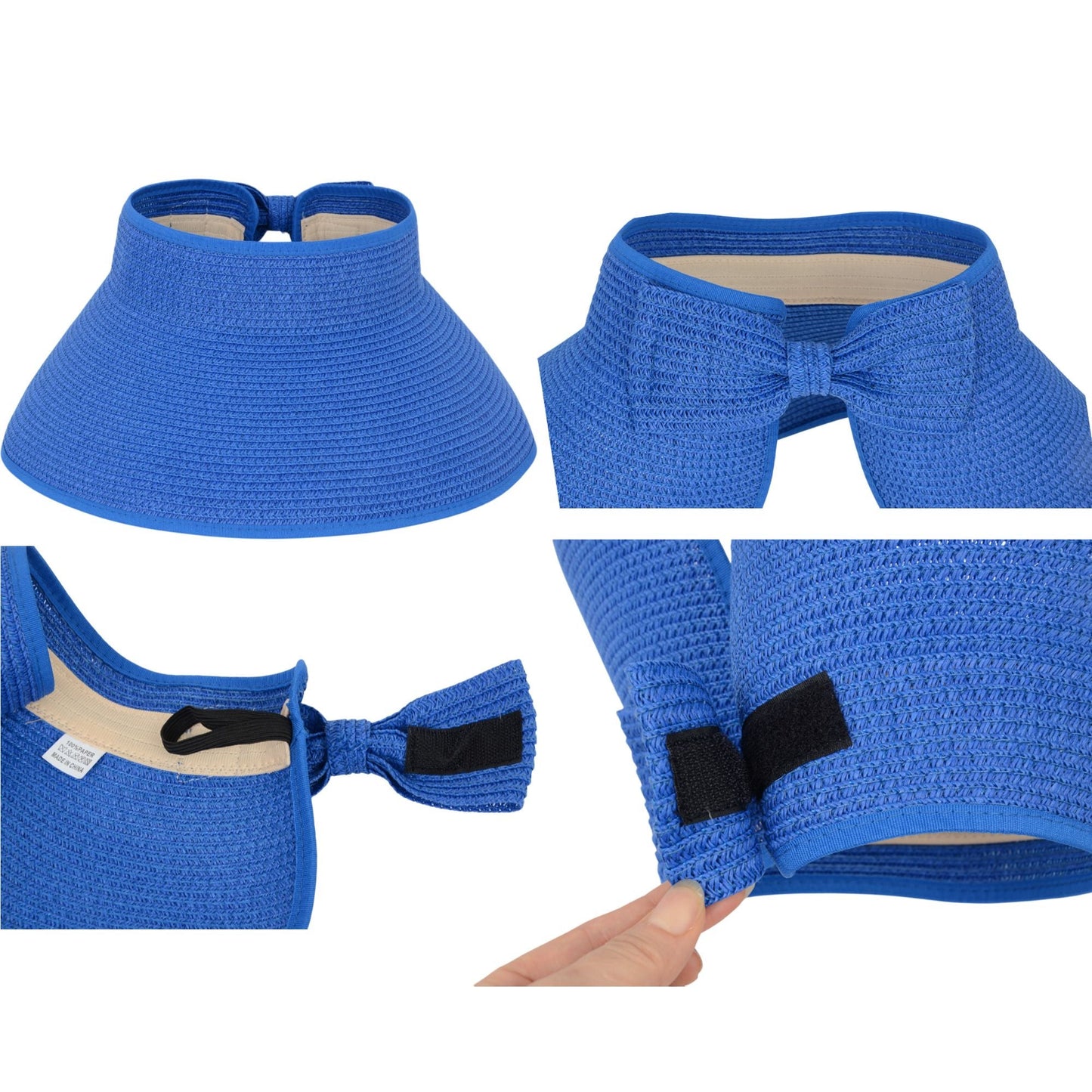 Anna-Kaci Women's Wide Brim Visor Hat with Bow Detail Adjustable Velcro Closure for Beach or Outdoor Protection