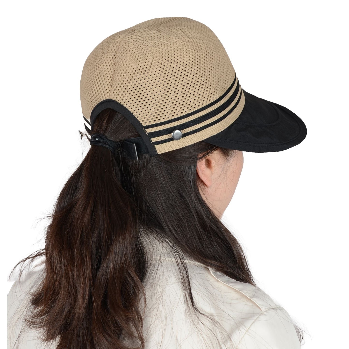 Anna-Kaci Breathable Mesh Sun Visor Cap with Ponytail Slot Adjustable Strap and Wide Brim for Outdoor Hiking and Summer Travel