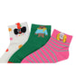 Anna-Kaci Renaissance Women 3-Pair Ankle Socks Set Assorted Patterns Featuring Colorblock, Cartoon Characters, and Butterfly Prints