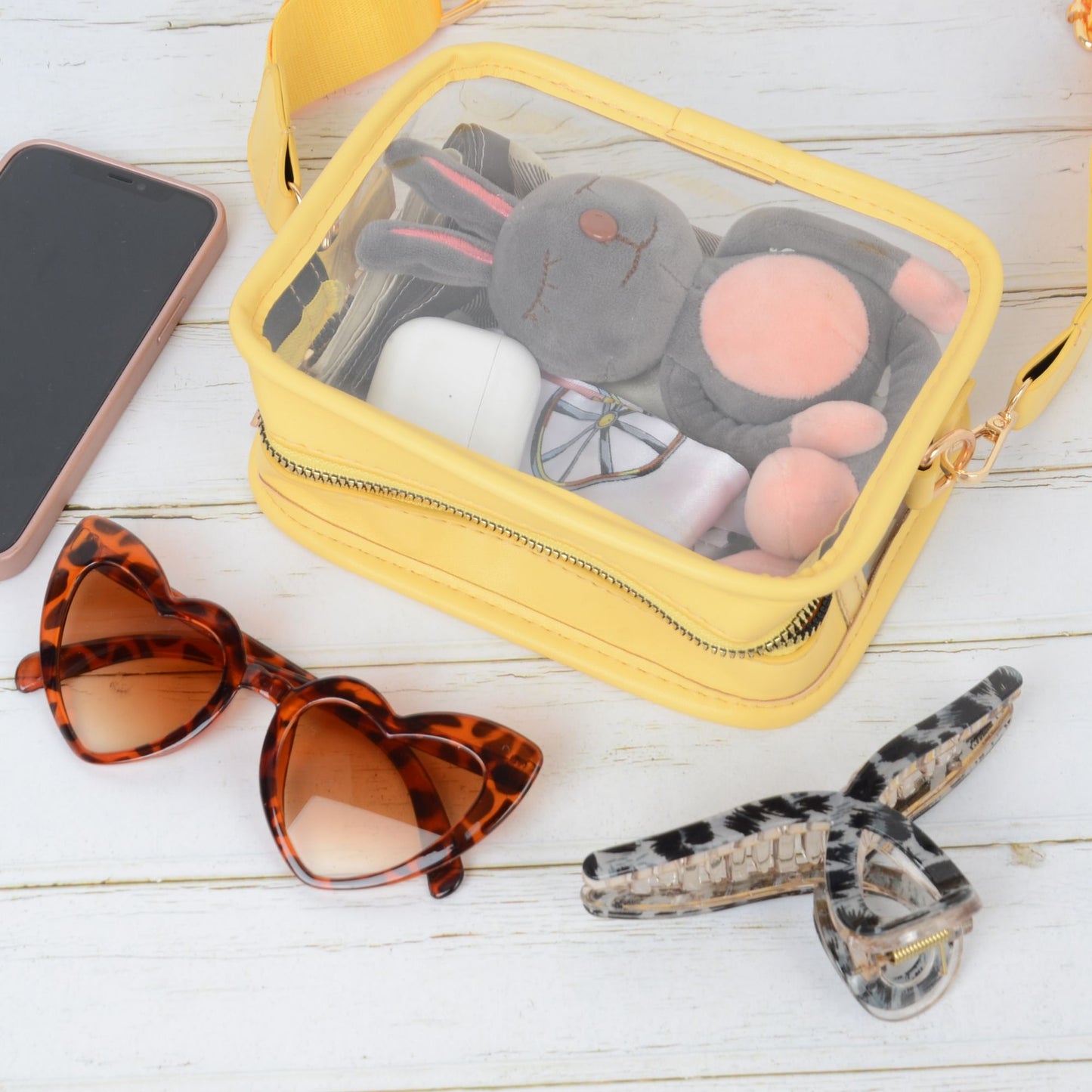 Anna-Kaci Women's Chic Transparent Crossbody & Messenger Bags with Decorative Scarf