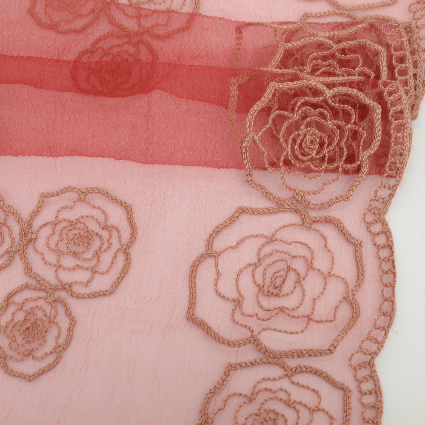 Anna-Kaci Women's Sheer Lace Neck Scarf with Embroidered Rose Floral Edging and Scalloped Trim Detail