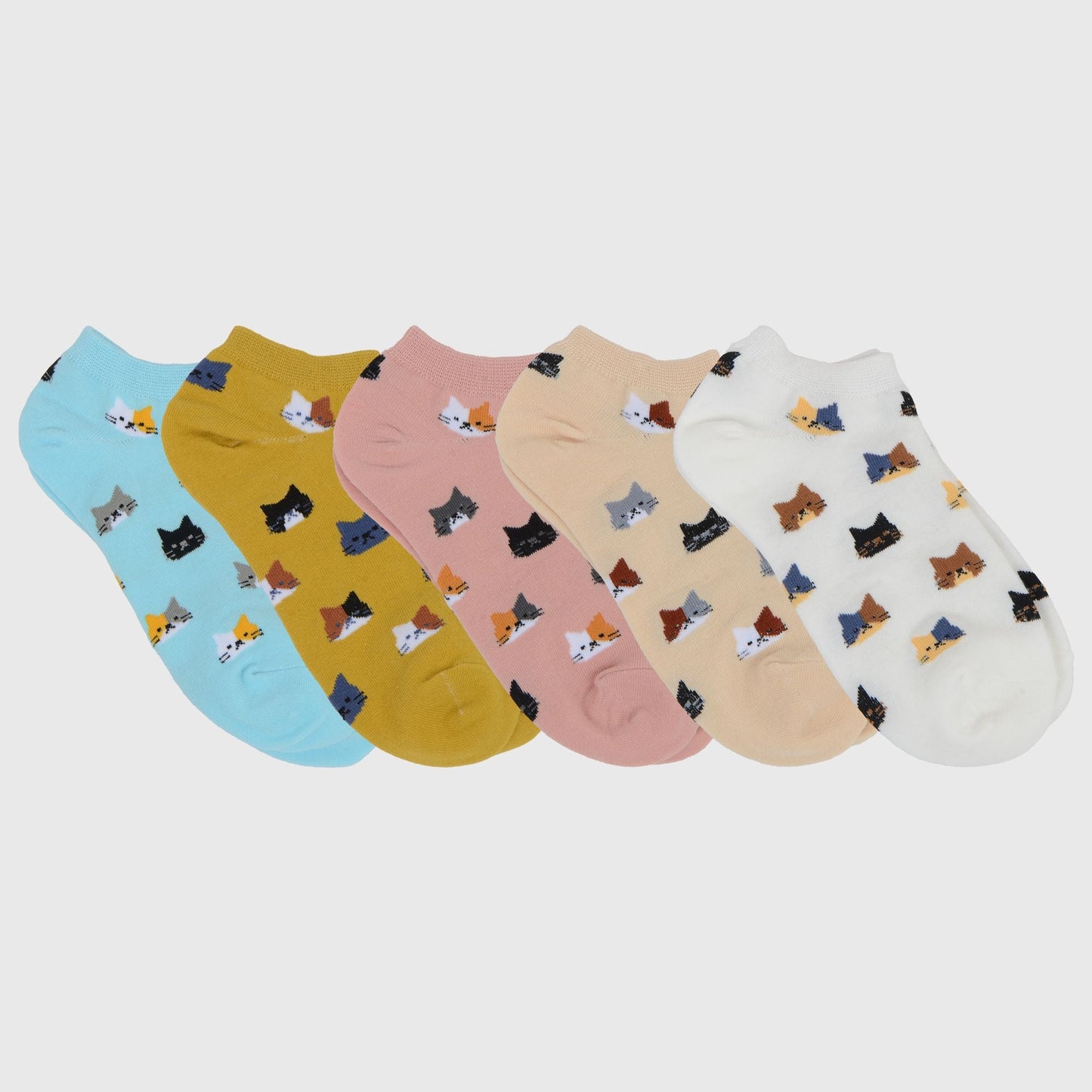 Anna-Kaci Adorable Cat - Print No Show Socks Soft for Casual 5Pk