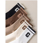 Anna-Kaci Women's 4-Pair Pack Ribbed Cotton Crew Socks with Striped Cuffs and G Letter Detail in Neutral Athletic Color Combinations