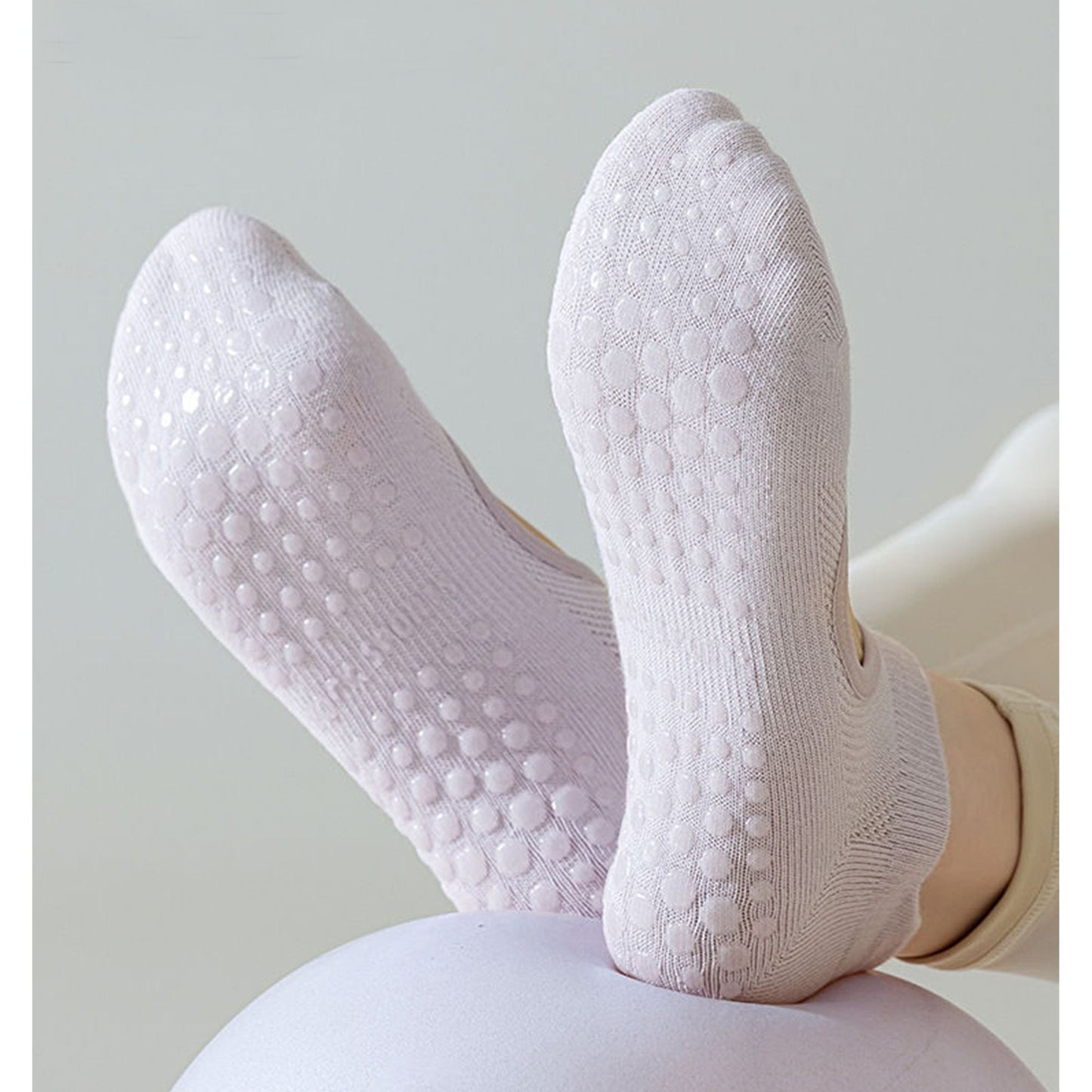 Anna-Kaci 4 Pairs Women's Non-Slip Yoga Socks Soft Cotton Grip Sole Low-Cut Design with Arch Ventilation for Pilates Barre