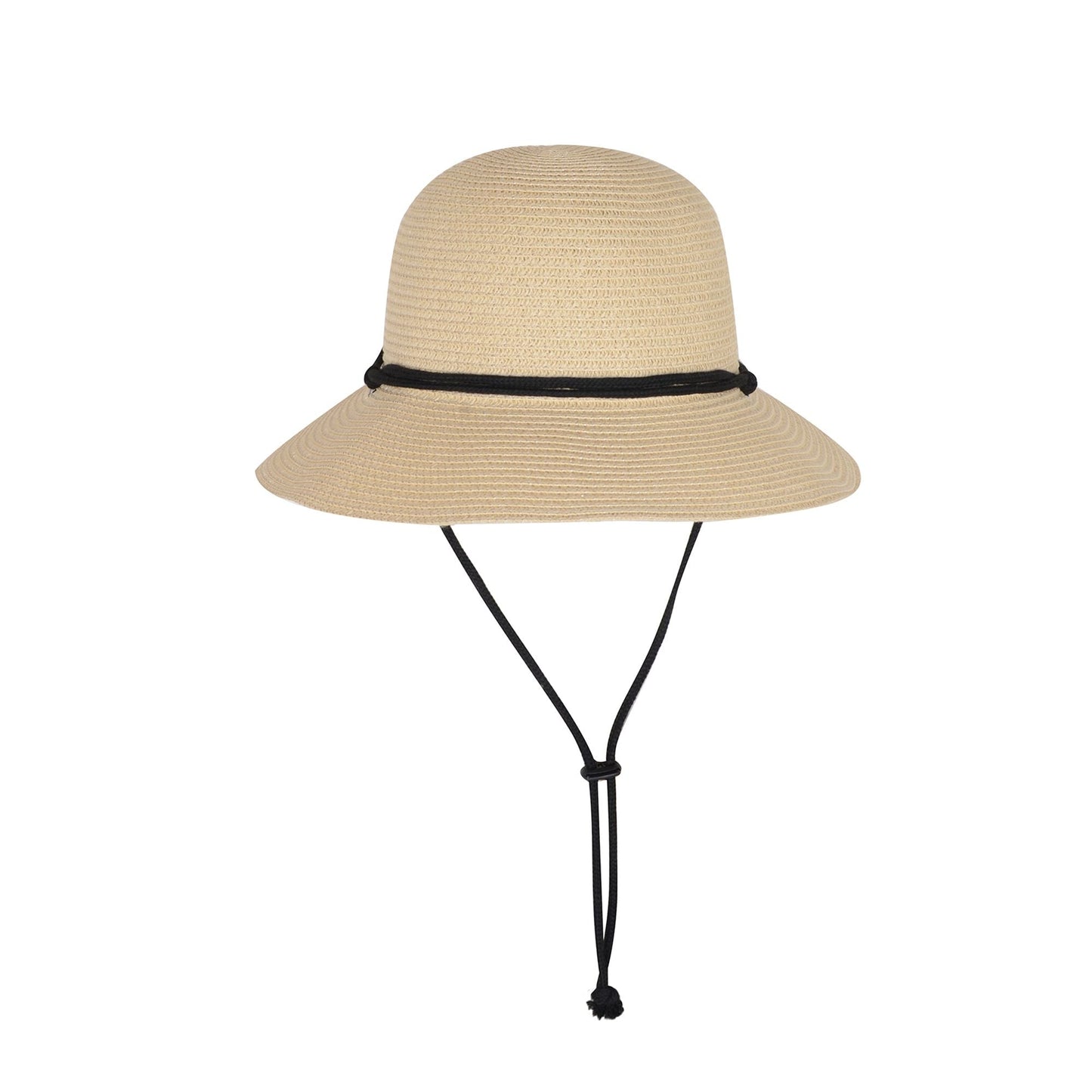 Anna-Kaci Wide Brim Straw Sun Hat with Chin Strap and Black Cord Detail for Outdoor Protection and Stylish Shade
