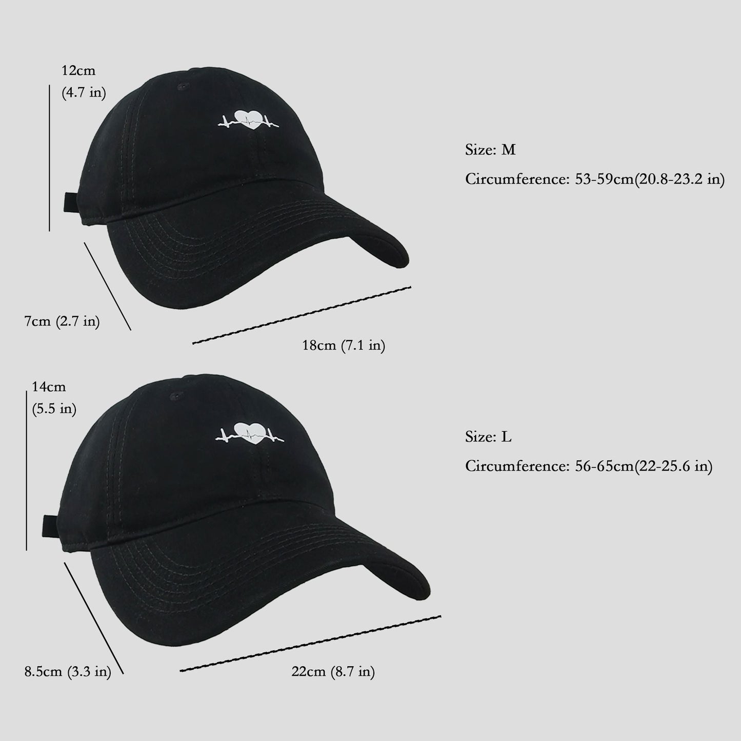 Anna-Kaci Women's Embroidered Heartbeat Baseball Cap with Adjustable Strap and Curved Brim Casual Cotton Hat