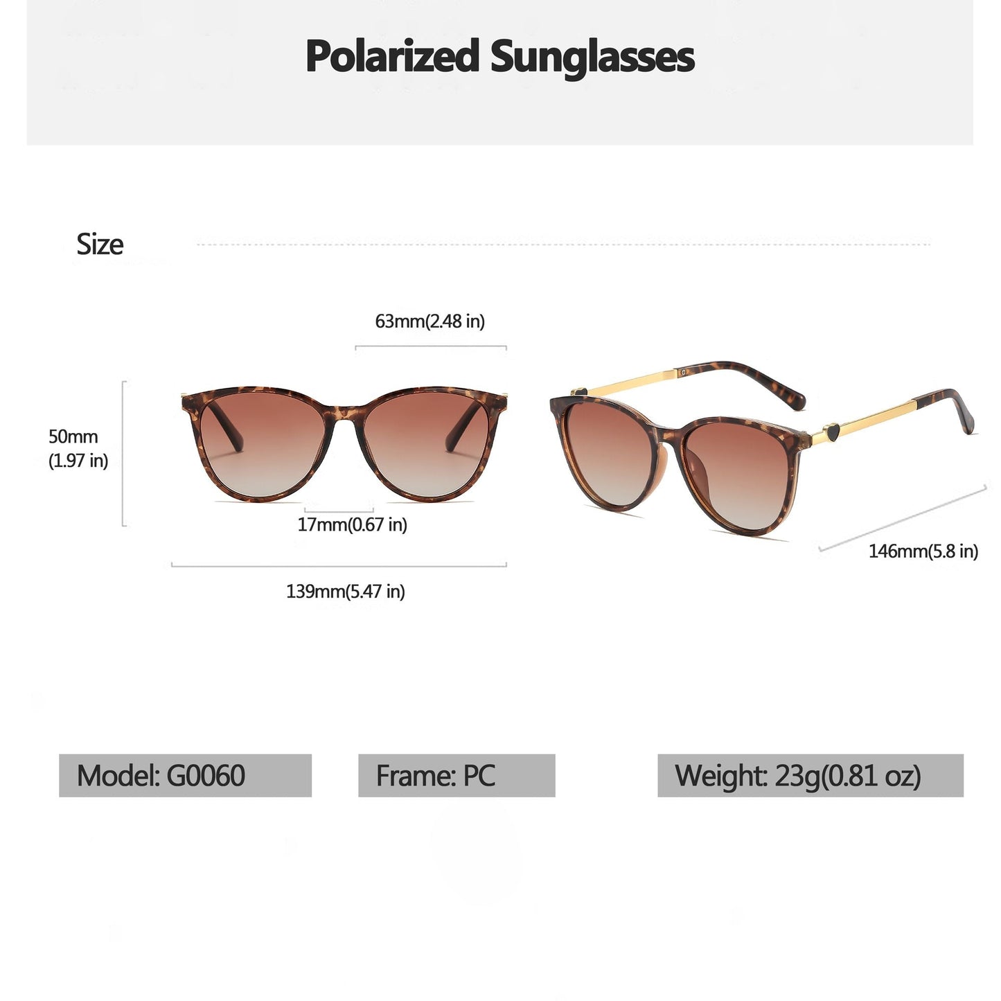 Anna-Kaci Women's Cat-Eye Sunglasses with Heart-Accent Temples