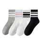 Anna-Kaci Crew Socks 4-Pack White Base Colorful Ribbed Cuff Striped Design Stretch Comfort Breathable Fit