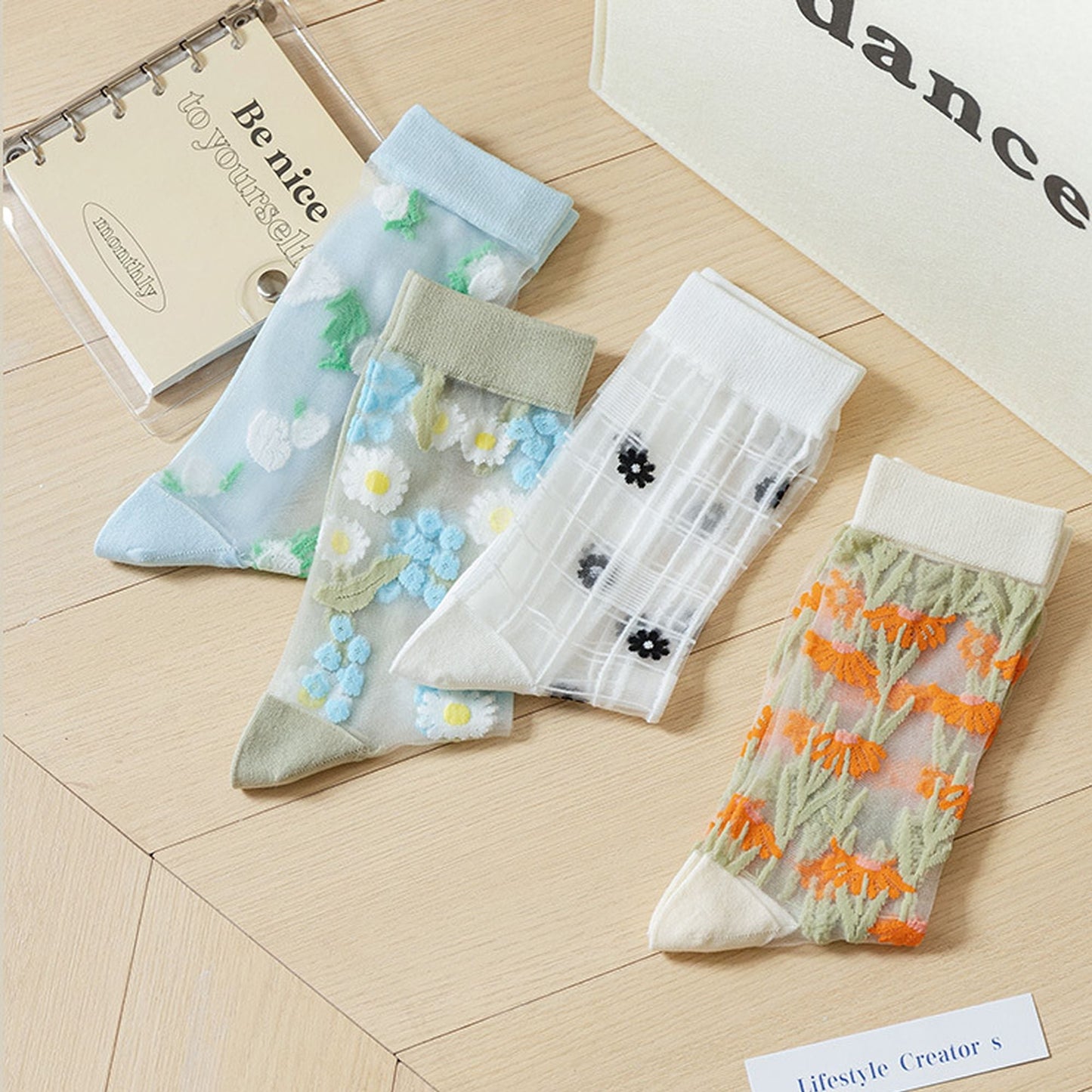 Anna-Kaci Women's Floral Embroidered Sheer Ankle Socks 6pk