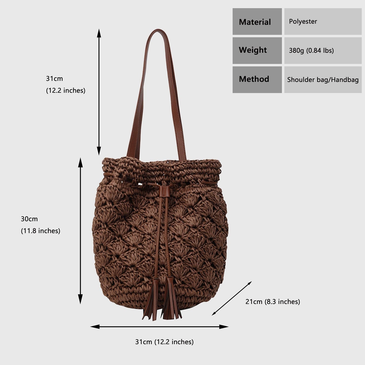 Anna-Kaci Women's Rustic Straw Shoulder Bag with Leather Accents