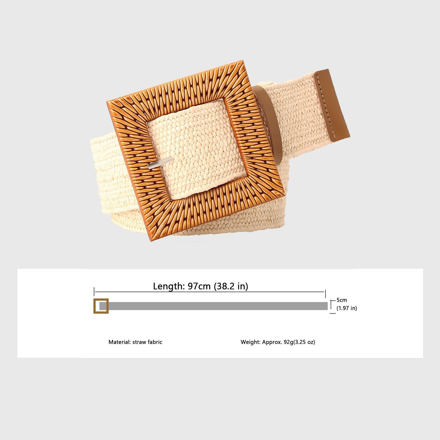 Anna-Kaci Stylish Straw Belt with Woven Buckle