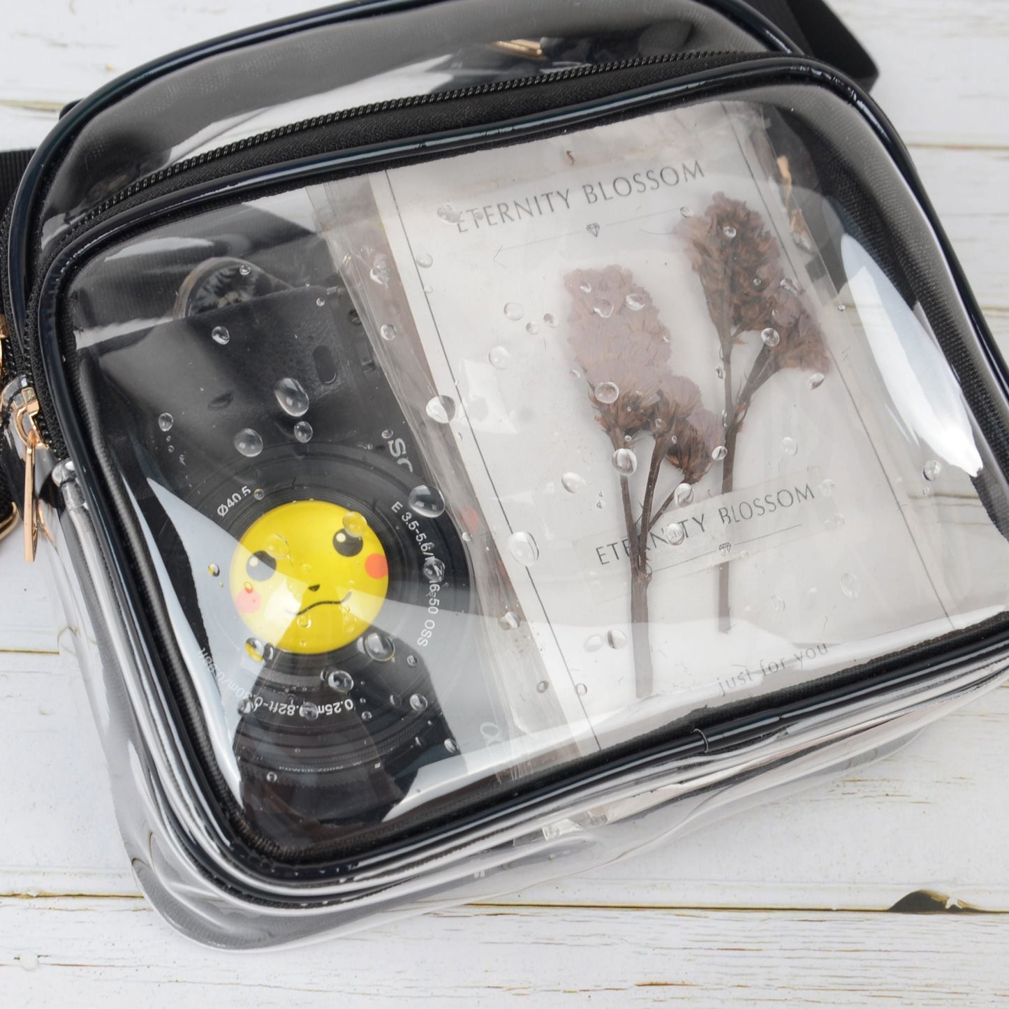 Anna-Kaci Trendy Clear Transparent Women's Shoulder Bag with Iridescent Trim