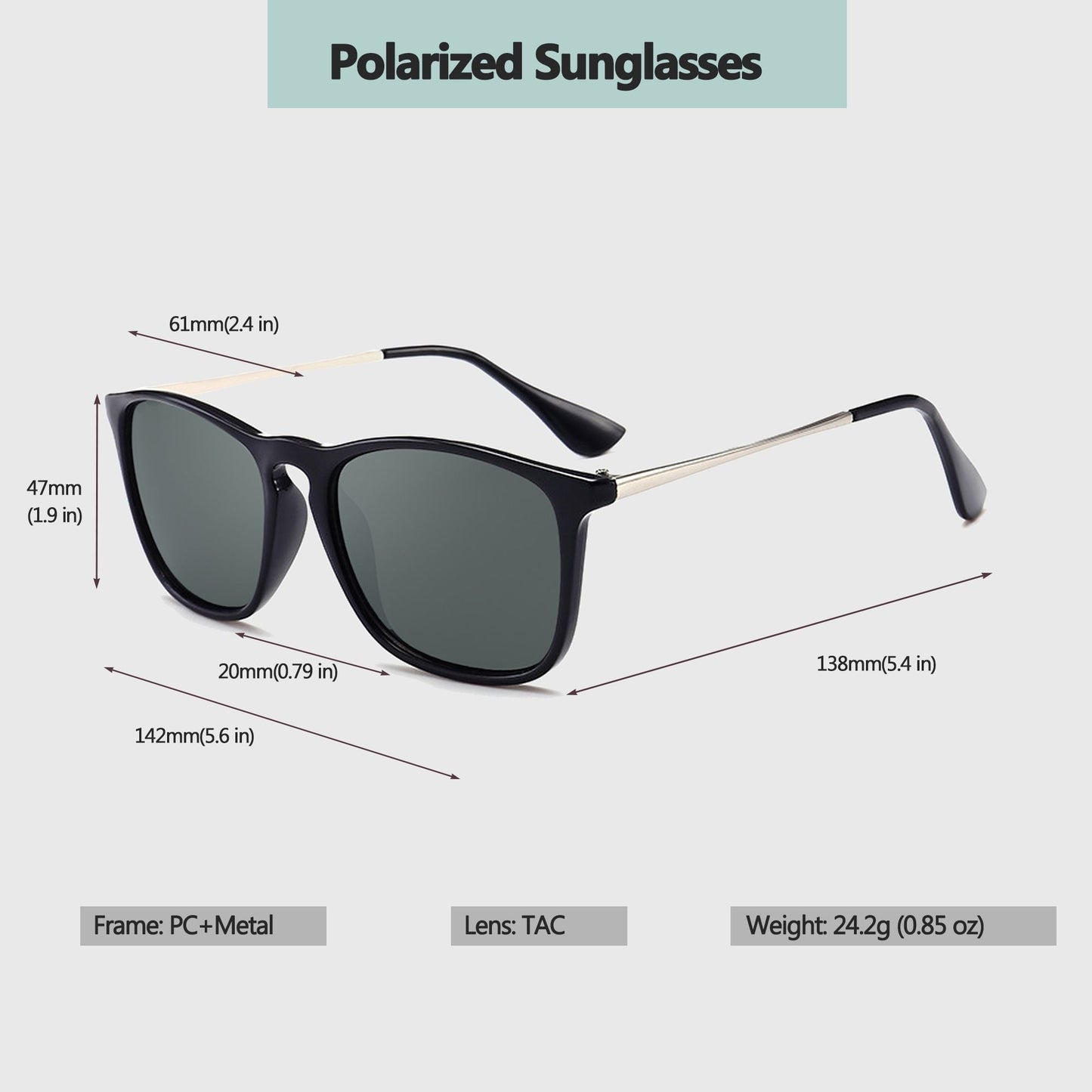 Anna-Kaci Women's Trendy Square Metal Arm Sunglasses