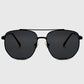 Anna-Kaci Women's Retro Square Aviator Sunglasses - Silver Frame with Black Lenses