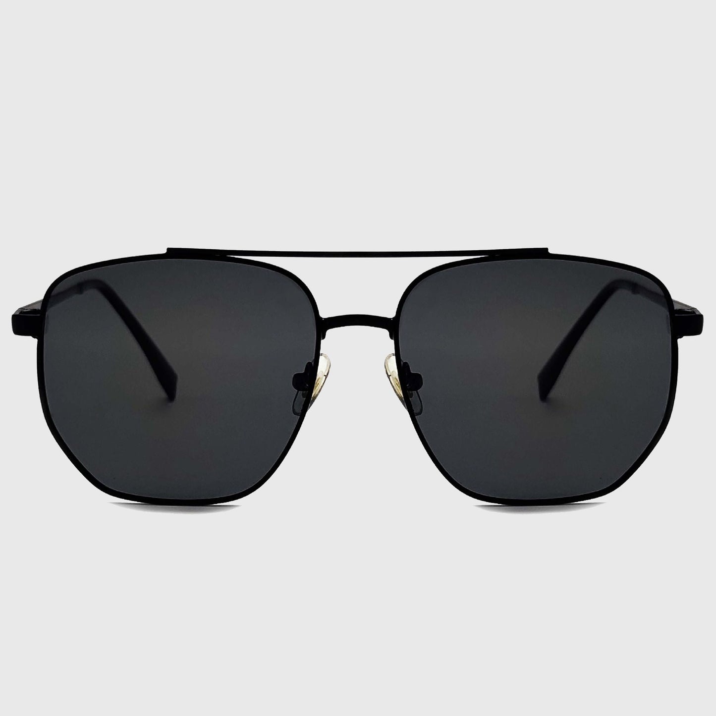 Anna-Kaci Women's Retro Square Aviator Sunglasses - Silver Frame with Black Lenses