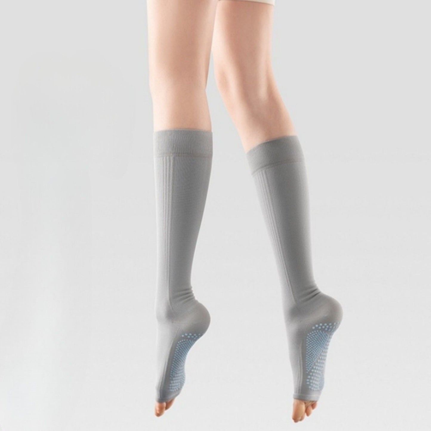 Anna-Kaci Women's Knee High Grip Socks with Anti-Slip Sole for Barre, Yoga, Dance, and Pilates 2-Pack