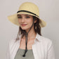 Anna-Kaci Wide Brim Straw Sun Hat with Chin Strap and Black Cord Detail for Outdoor Protection and Stylish Shade
