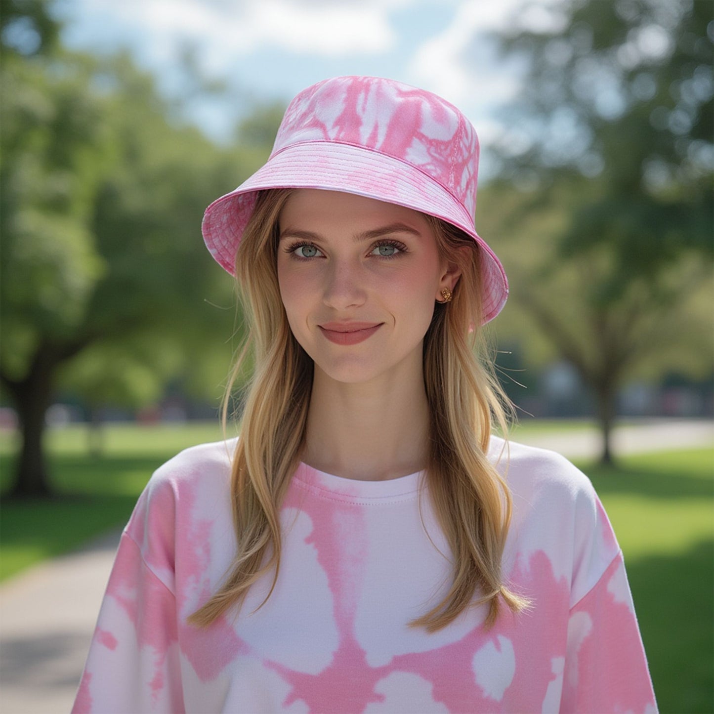 Anna-Kaci Summer Fisherman Hat Outdoor Travel Tie Dye Bucket Hat with Wide Brim Casual Sun Protection