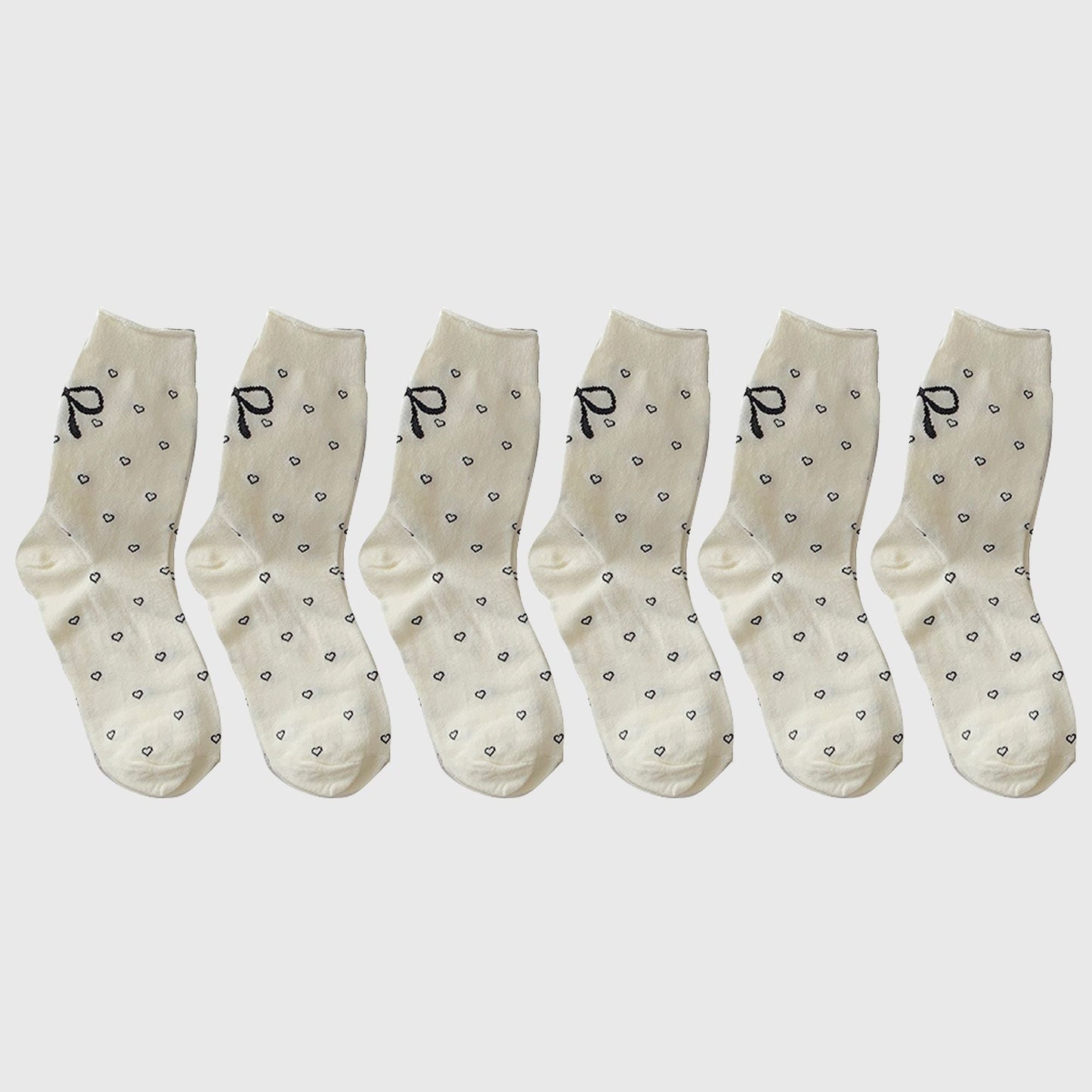 Anna-Kaci Women's Cotton Bow - Heart Pattern Ankle Socks 6pk