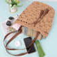 Anna-Kaci Women's Rustic Straw Shoulder Bag with Leather Accents