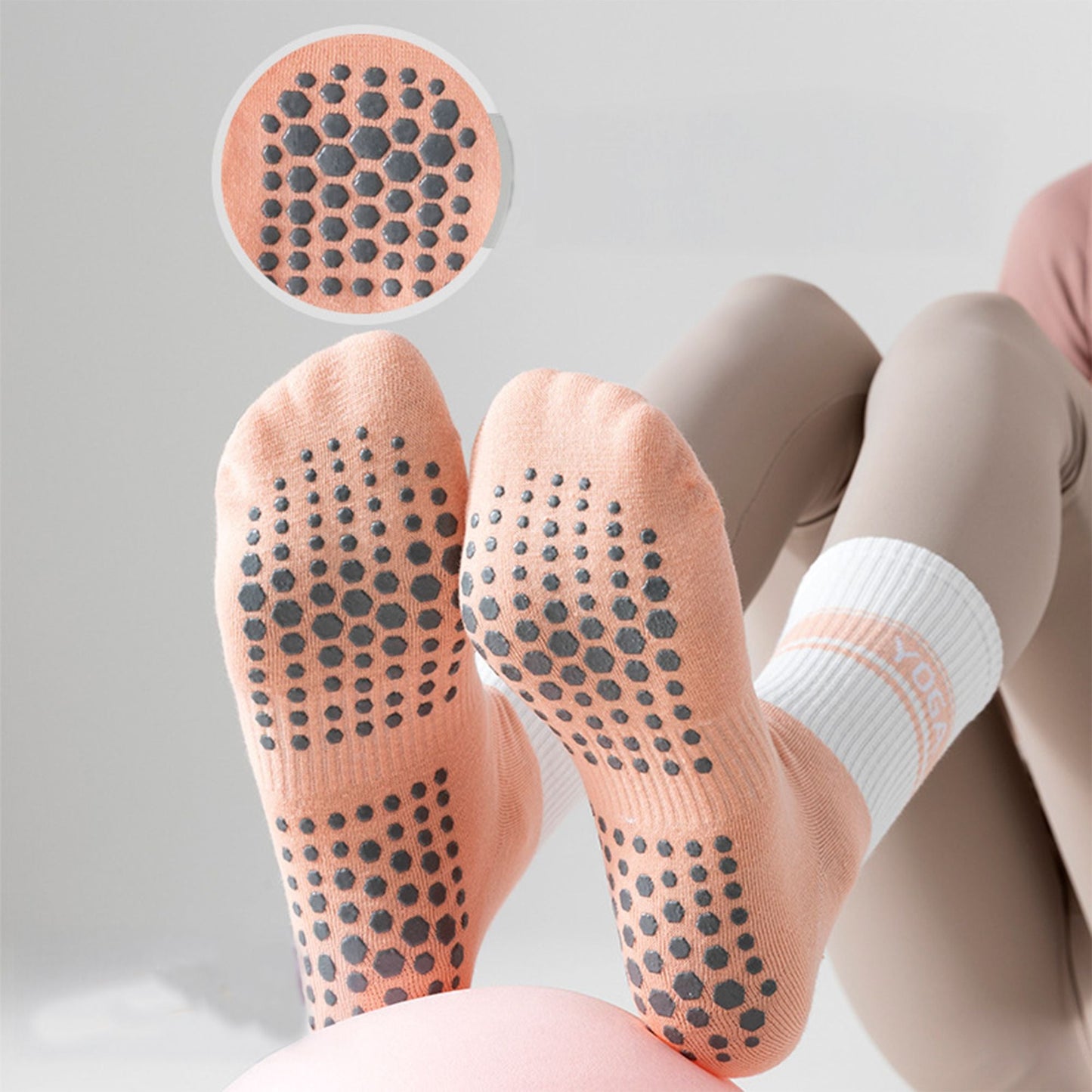 Anna-Kaci 3 Pairs Women's Non-Slip Yoga Crew Socks Soft Cotton Grip Sole Ribbed Cuff for Fitness