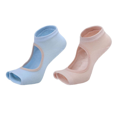 Anna-Kaci Women's Open Toe Yoga Socks with Anti-Slip Grip Sole Breathable Fabric for Barre and Pilates 2-Pack