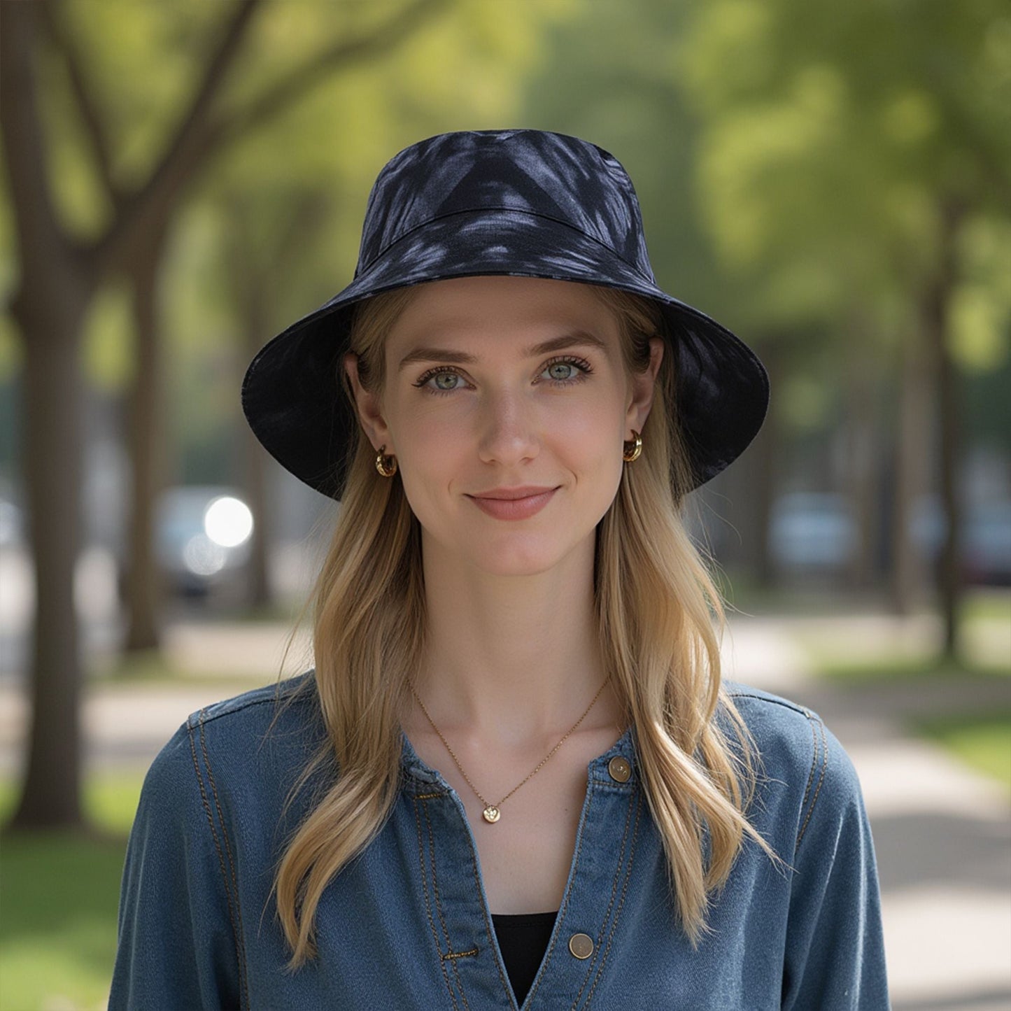 Anna-Kaci Summer Fisherman Hat Outdoor Travel Tie Dye Bucket Hat with Wide Brim Casual Sun Protection