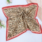 Anna-Kaci Women's Leopard Print Square Scarf with Contrast Border Satin Feel Lightweight Neck Accessory