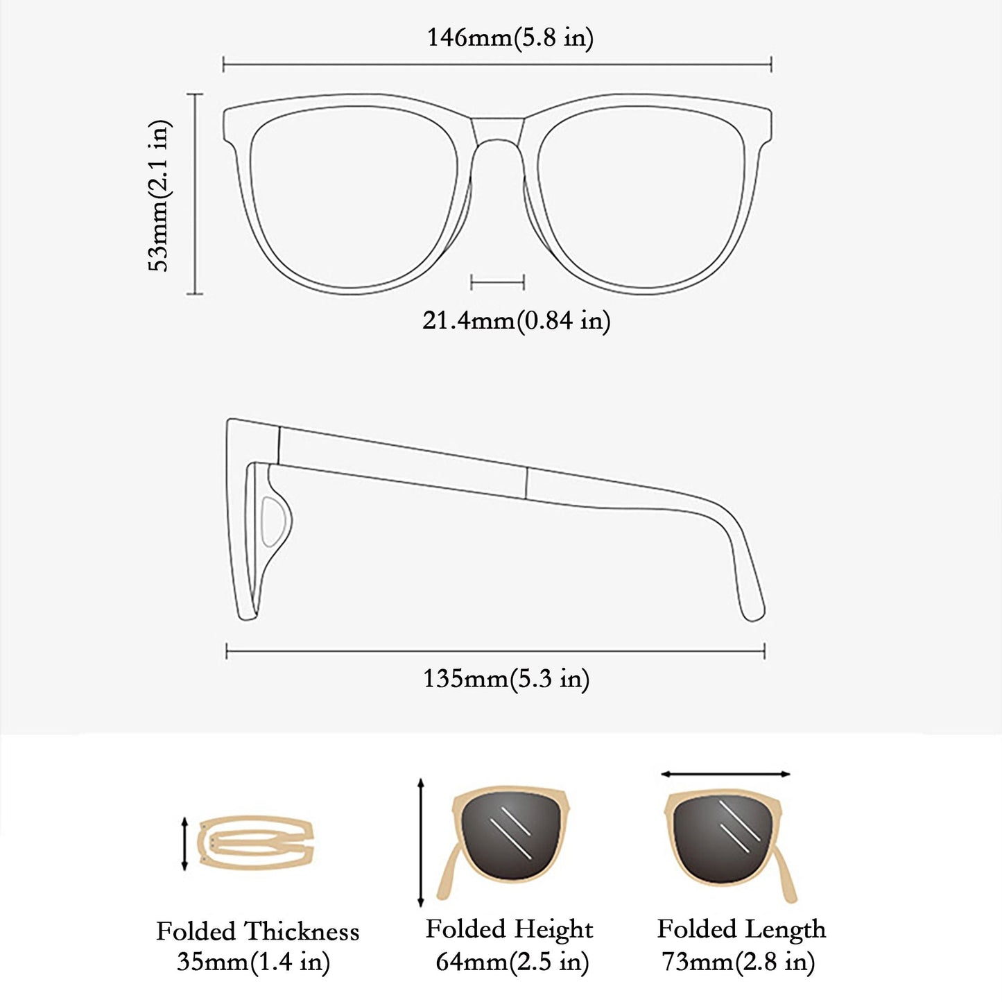 Anna-Kaci Women's Foldable Square Polarized Sunglasses UV400 Protection