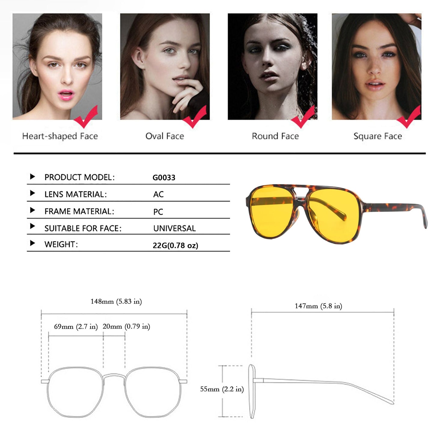 Anna-Kaci Women's Retro Aviator Sunglasses