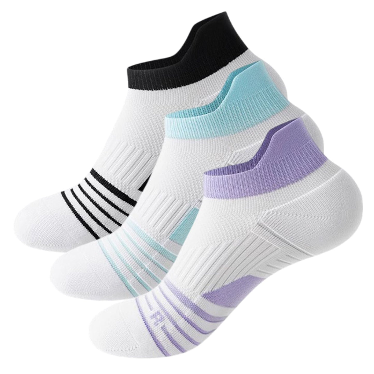 Anna-Kaci 3 Pairs Cushioned Sport Ankle Socks with Arch Support Breathable Stretch Mesh Knit Athletic Low-Cut Design
