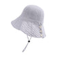 Anna-Kaci Crochet Bucket Hat with Adjustable Chin Strap and Back Button Eyelet Panel for Sun Protection