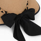 Anna-Kaci Women's Wide Brim Straw Hat with Braided Band and Contrast Bow Detail