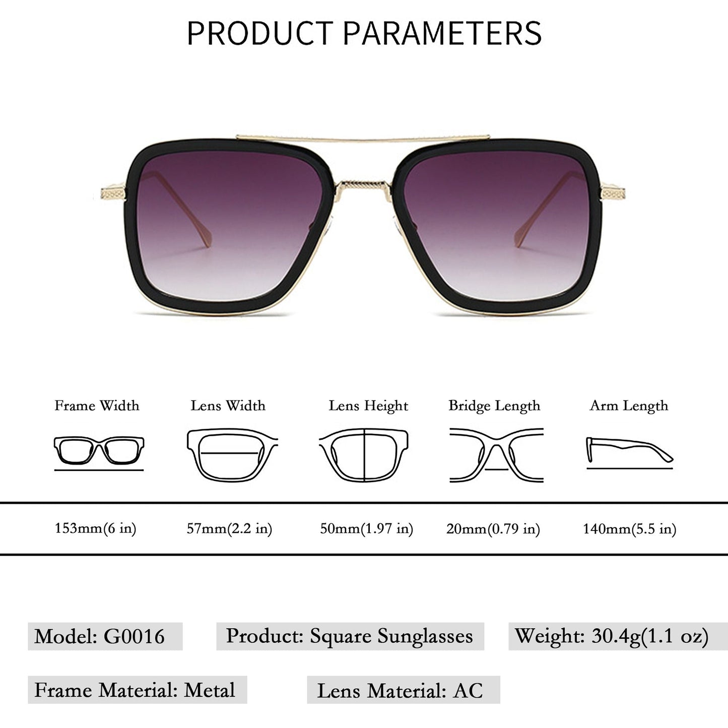 Anna-Kaci Women's Chic Square Frame Polarized Sunglasses UV400 Protection