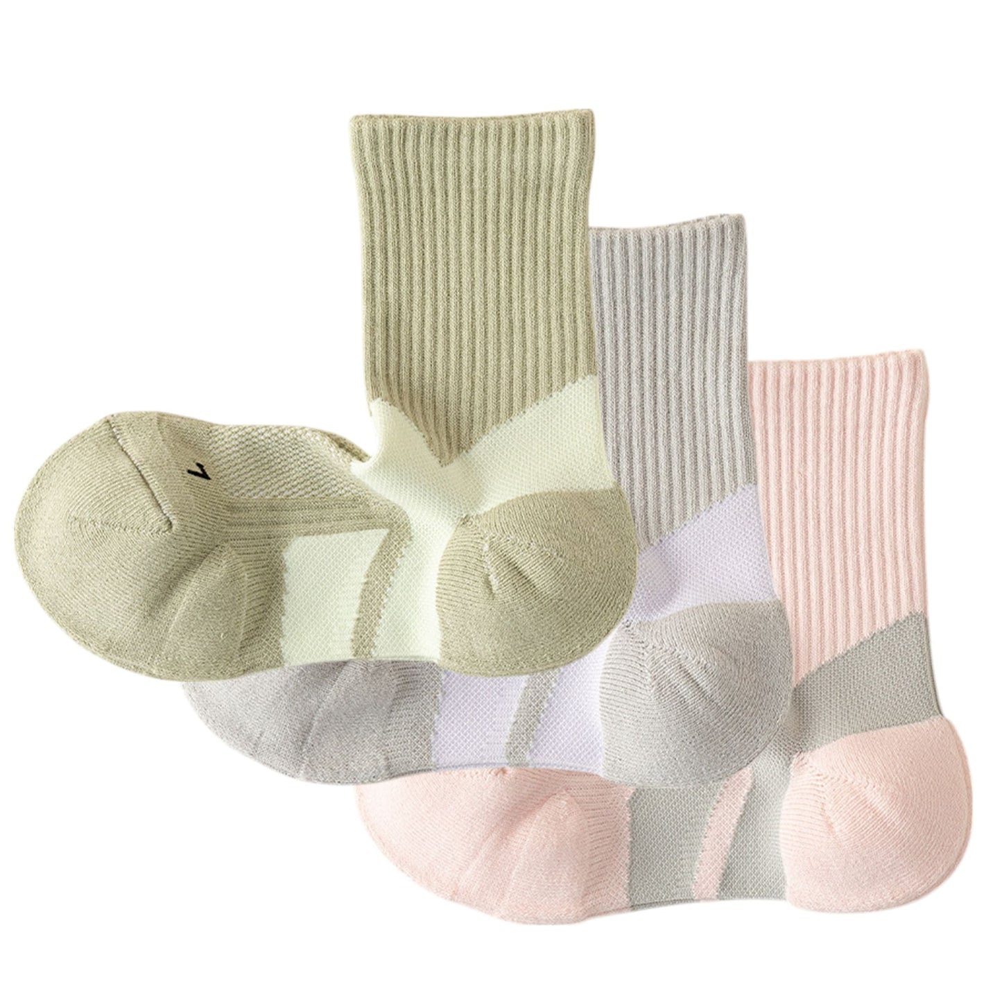 Anna-Kaci Women's 3-Pair Pack Cushioned Sports Crew Socks with Arch Support Mesh Panels and Ankle Compression