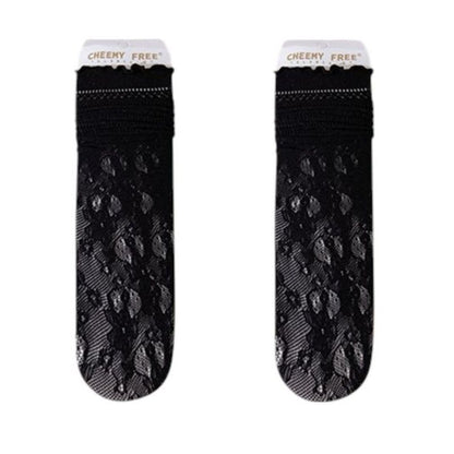 Anna-Kaci Women's Lace Liner Socks with Elastic Cuff and Floral Mesh Detail Soft Stretch 2-Pack