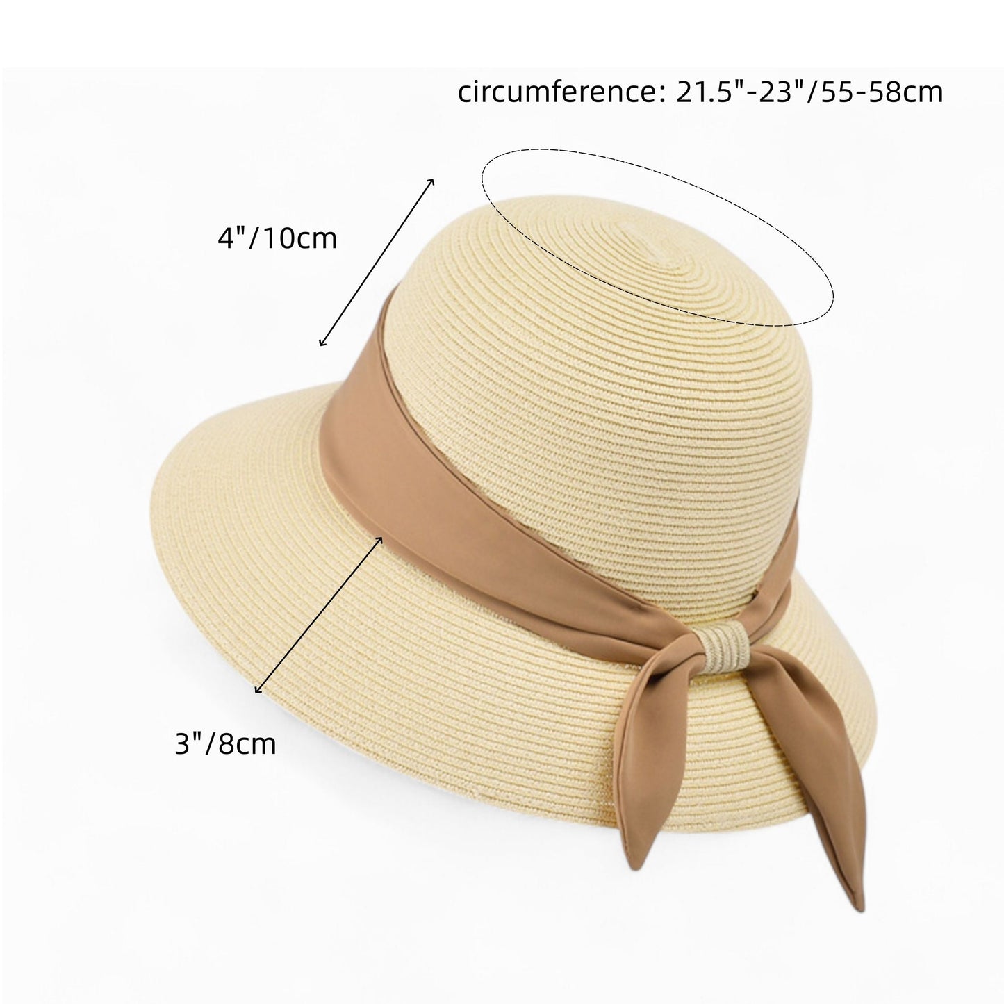 Anna-Kaci Women's Woven Floppy Sun Hat with Wide Ribbon Knot Detail and Curved Brim