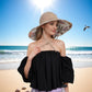 Anna-Kaci Wide Brim Sun Hat with Ponytail Hole Neck Tie Closure and Patterned Lining for UV Protection and Outdoor Style